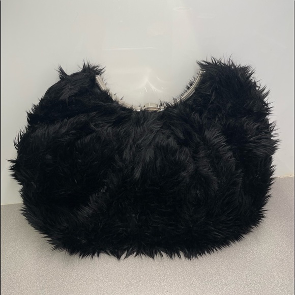 Balenciaga Black Faux Fur Mongolian Clutch - Picture 3 of 5